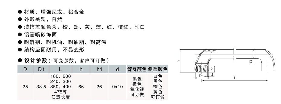 高拓普定制管状拉手,铝合金长拉手,内波纹手轮,背波纹手轮,椭圆拉手,胶木拉手,方形拉手